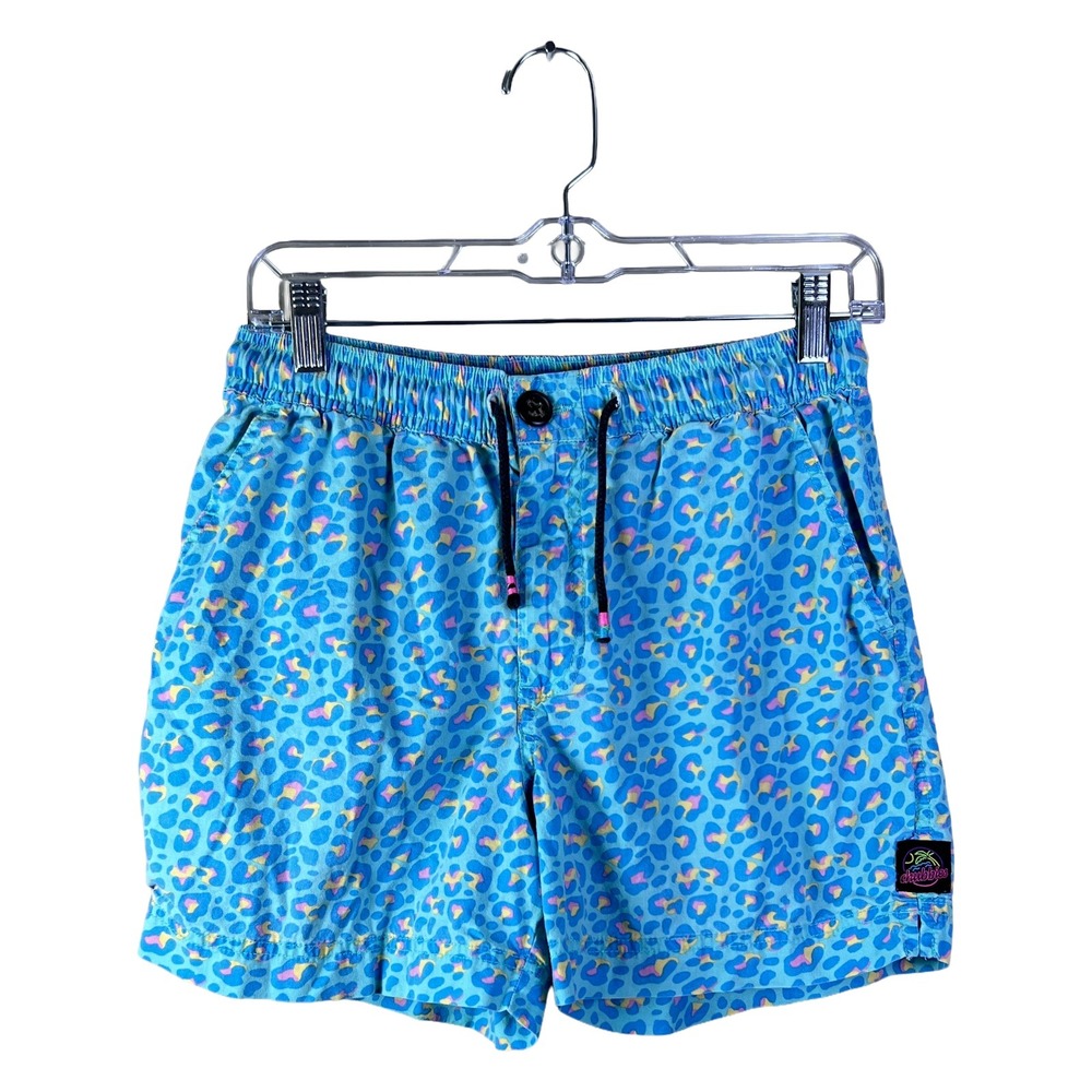 Chubbies Men's Shorts Small Leopard Print Blue Stretch Casual